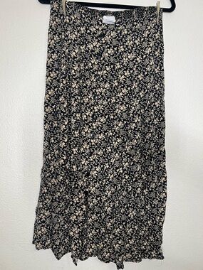 Black Floral Midi Skirt - Women's Lightweight Summer Skirt